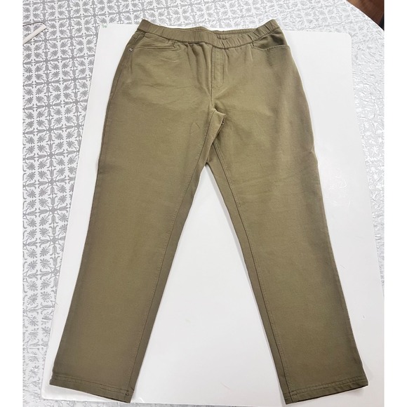 Denim&Co Pants - d&CO Elastic Waist Casual Pants Olive Green Women Size‎ 16